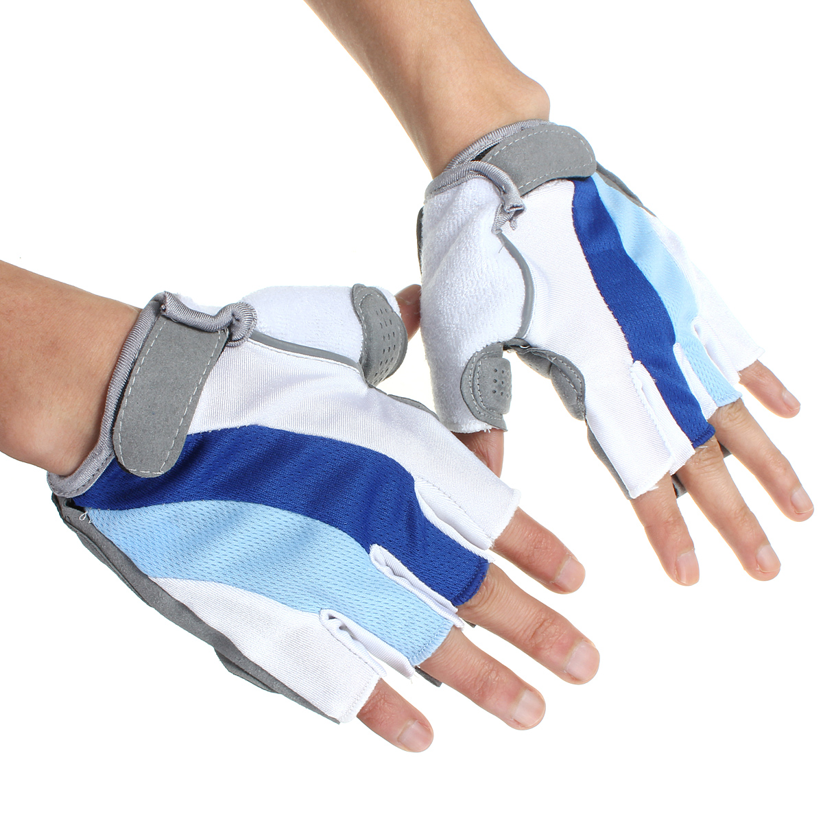 

Bicycle BikeSilicone Comfortable Half Finger Fingerless Gloves Blue